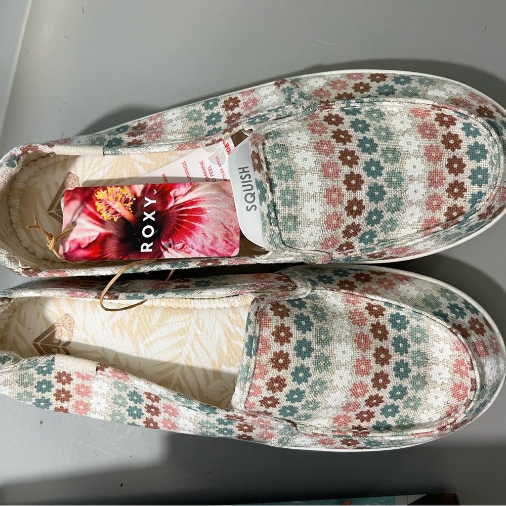 Roxy Women's Floral Checkered Slip-On Flats